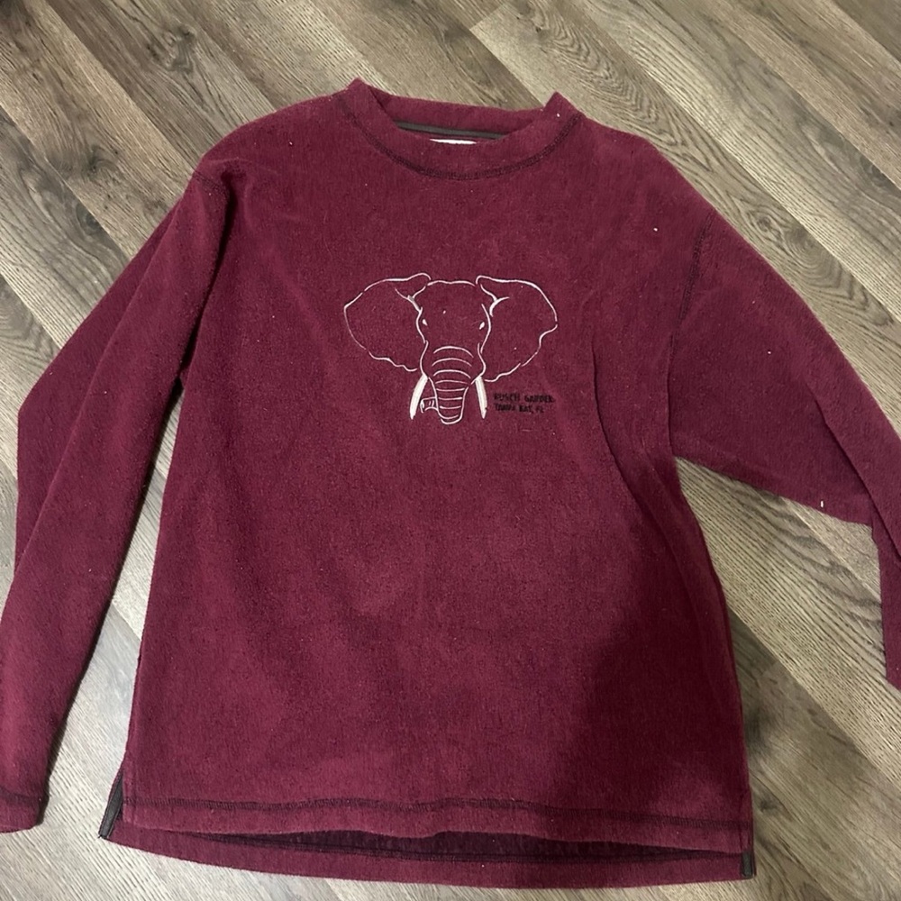 Women's Burgundy Crewneck Sweater with Elephant Graphic